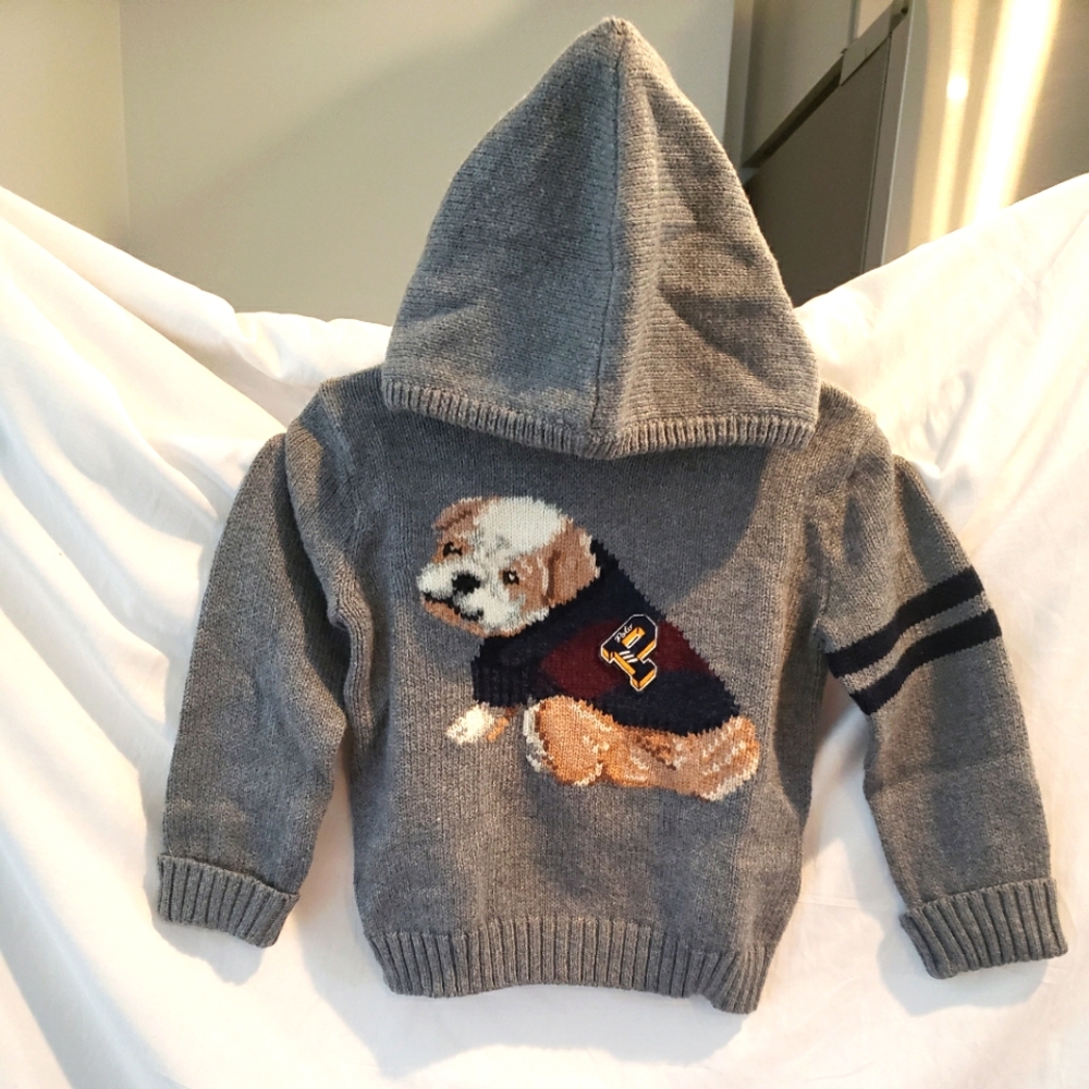 Polo Bear Cotton-Blend Back Zip Sweater